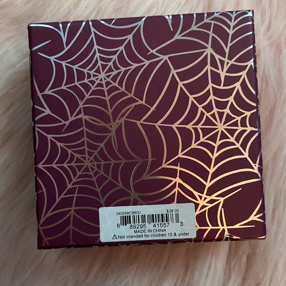Betsey Johnson Metallic Silver Purple Spiderwebs Halloween Box Jewelry Storage - Picture 3 of 5